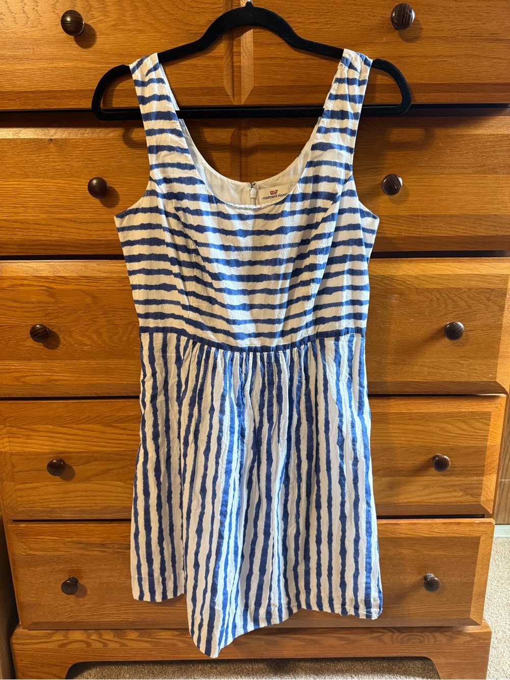 Vineyard Vines White Dress with Blue Stripes